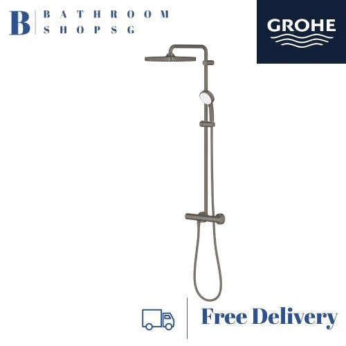 Grohe Tempesta Cosmopolitan 250 Rainshower System with Thermostatic Shower Mixer Cube 26689AL0 Hard Graphite
