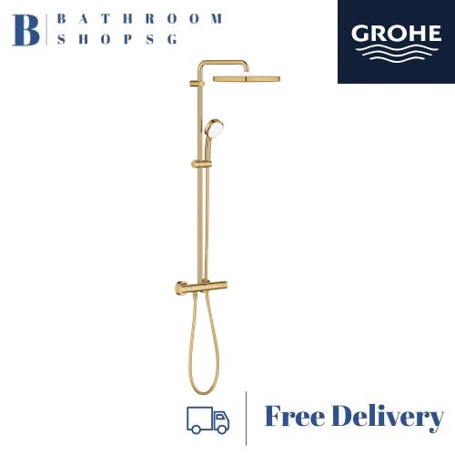 Grohe Tempesta Cosmopolitan 250 Rainshower System with Thermostatic Shower Mixer Cube 26689GL0 Cool Sunrise