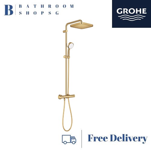 Grohe Tempesta Cosmopolitan 250 Rainshower System with Thermostatic Shower Mixer Cube 26689GL0 Cool Sunrise