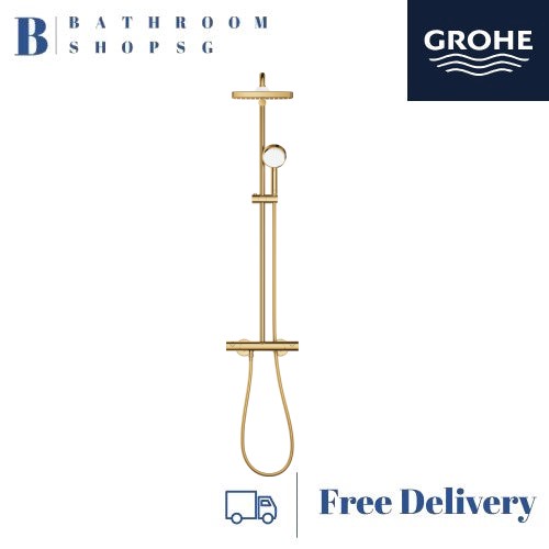 Grohe Tempesta Cosmopolitan 250 Rainshower System with Thermostatic Shower Mixer Cube 26689GL0 Cool Sunrise