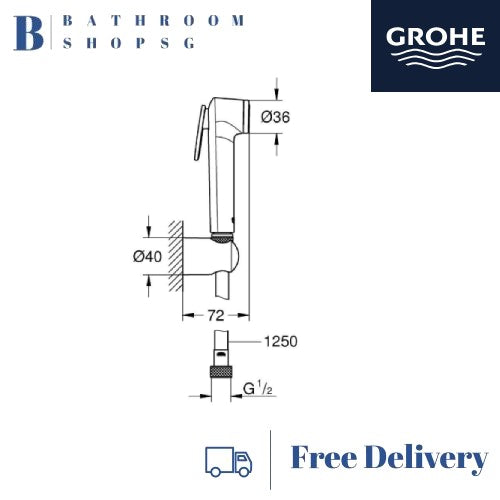 Grohe Tempesta-F Trigger Spray Wall Holder Set | Bidet Hygiene Spray 27513 Colors