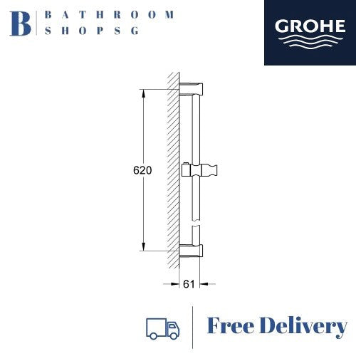 Grohe Tempesta Cosmopolitan Shower Rail 600mm Hard Graphite 27521AL0