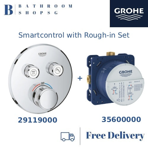 GROHE Grohtherm SmartControl Thermostat for Concealed Shower Mixer with Rapido SmartBox Concealed Body 29119+35600