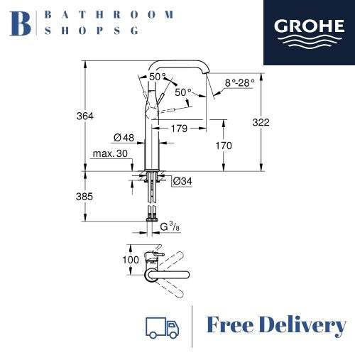 Grohe Essence Single-lever Basin Mixer XL-Size Brushed Hard Graphite 32901AL1