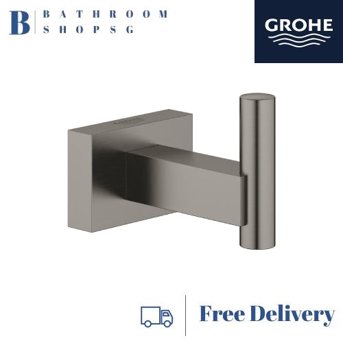 Grohe 40511AL1 Essentials Cube Robe Hook Brushed Hard Graphite | Bathroom Accessories