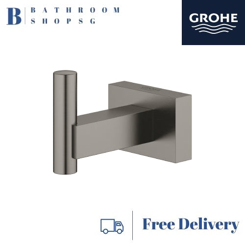 Grohe 40511AL1 Essentials Cube Robe Hook Brushed Hard Graphite | Bathroom Accessories