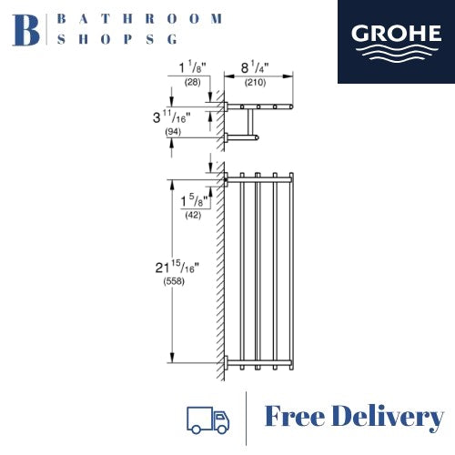 Grohe Essentials Cube Multi Towel Rack 40512001 Chrome Finish