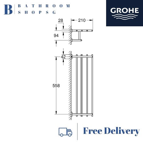Grohe Essentials Cube Multi Towel Rack 40512AL1 Brushed Hard Graphite