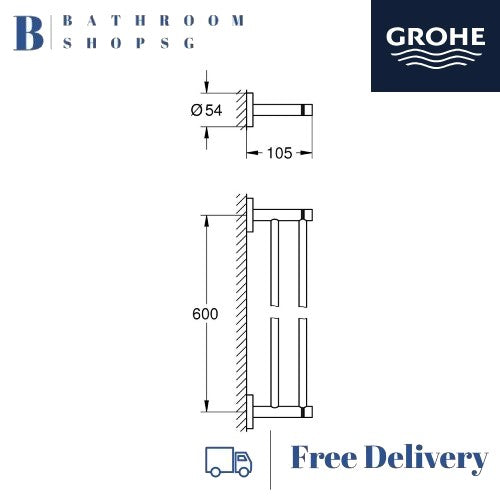 Grohe 40802001 Essentials Double Towel Rail | Grohe Bathroom Accessories