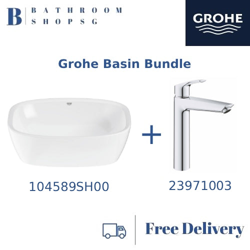 Grohe Bau Vessel Square Basin 104589S00 bundle with Grohe Eurosmart XL Basin Mixer 23971003