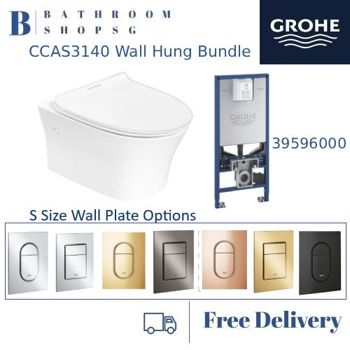 American Standard Signature Wall hung Toilet CCAS3140 Bundle with 39596000 Rapid SLX and S Flush plates