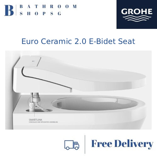 Grohe Euro 2.0 Wall hung Toilet 109315SH00 with Smart E-Bidet 2000R Seat Rapid SLX Wall plate Full Set