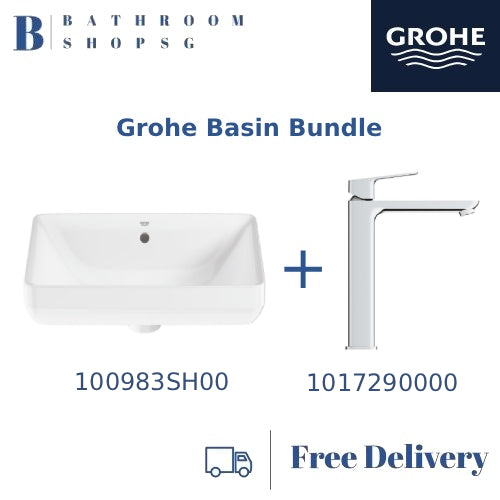 Grohe Euro Ceramic Vessel Basin 100983SH00 Bundle with Cubeo XL basin mixer 1017290000