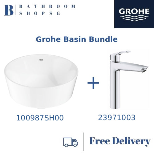 Grohe Eurocosmo Vessel Basin Round 100987SH00 with Eurosmart Vessel XL basin mixer 23971003