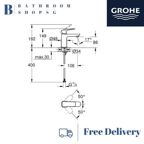 Grohe Cubeo Single-Lever Basin Mixer S-Size 1016990000 Chrome
