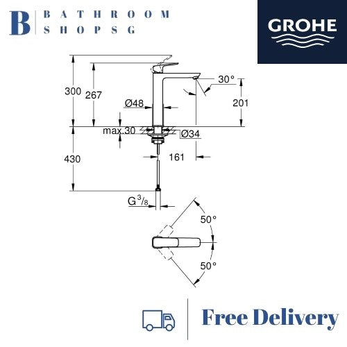 Grohe Cubeo Single-Lever Basin Mixer XL-Size 1017290000 Chrome