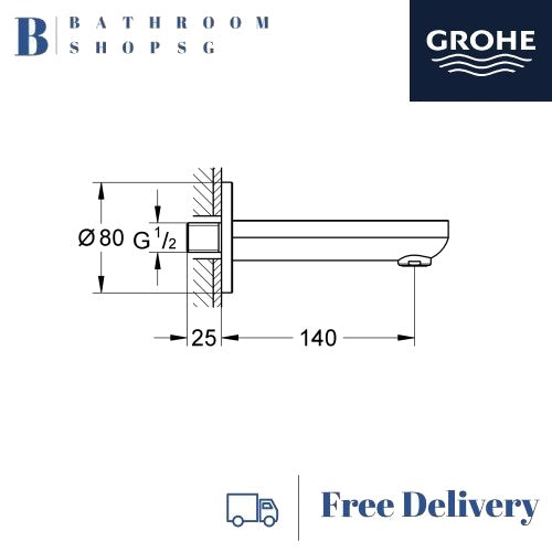 Grohe BauCosmopolitan Bath Spout Chrome 13255000 | Grohe Bathroom Faucet