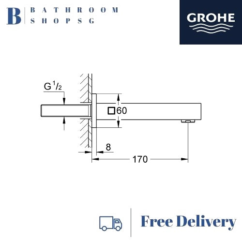 Grohe Eurocube Bath Spout Chrome 13303000 | Grohe Bathroom Faucet