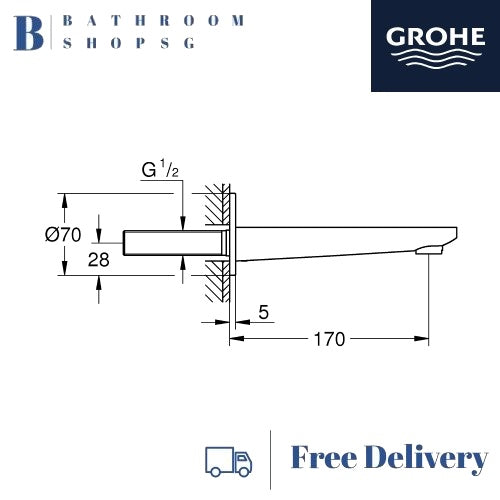 Grohe Lineare Bath Spout SuperSteel 13383DC1 | Grohe Bathroom Faucet