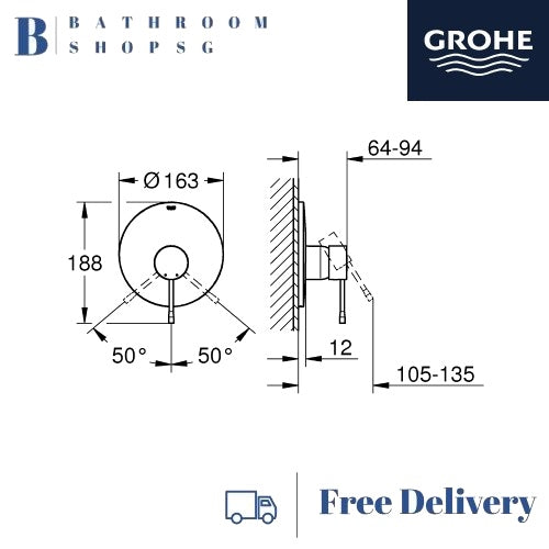 GROHE Essence Single-lever Concealed Shower Mixer Trimset 19286001