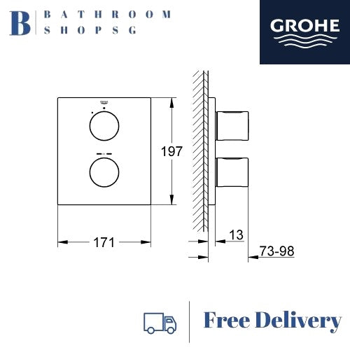 GROHE Grohtherm 3000 Cosmopolitan Thermostat Concealed Shower Mixer | Grohe 19568000