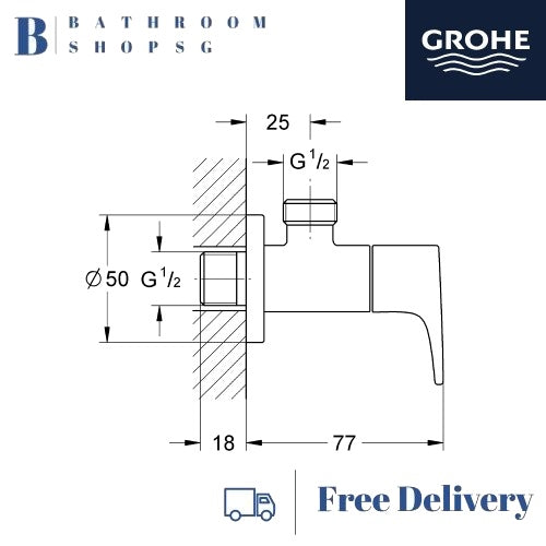 Grohe BauFlow Angle Valve 22005000 | Bidet Spray Set Stop Cock
