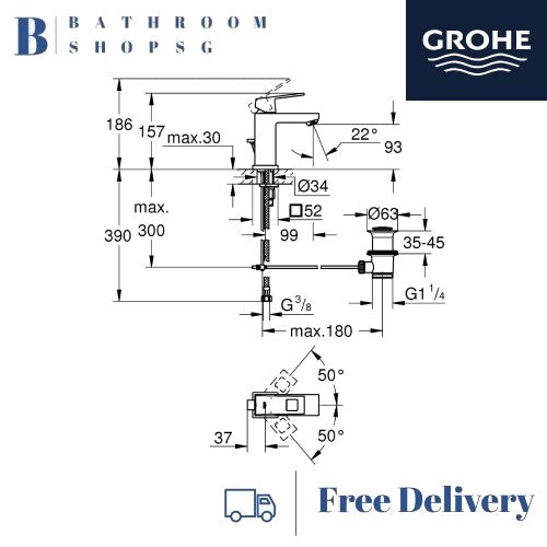 Grohe Eurocube Single-lever Basin Mixer S-size | Grohe Bathroom Faucet 2312700E