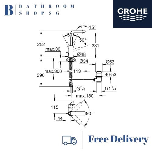 Grohe Lineare Single-lever basin mixer L Size | Grohe Basin Mixer 23296001