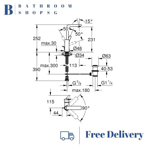 Grohe Lineare Single Lever Basin Mixer L Size 23296DC1 Bathroom Faucet