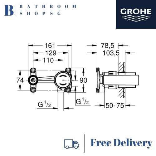 Grohe Joystick Mixer 2-Hole Basin Mixer Concealed Body 23429000