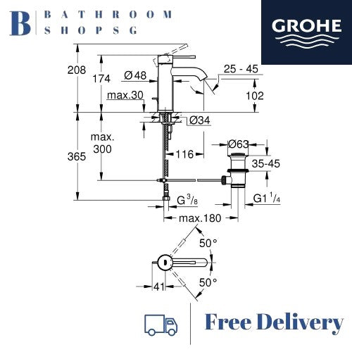Grohe Essence Basin Mixer S-size | Grohe Bathroom Faucet 23589GL1