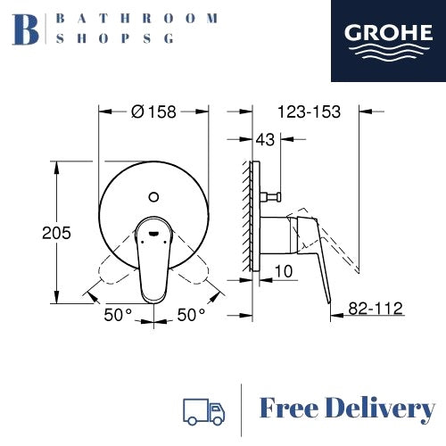 GROHE Eurodisc Cosmopolitan Single-lever Shower Mixer with 2-way diverter | Grohe 24056002