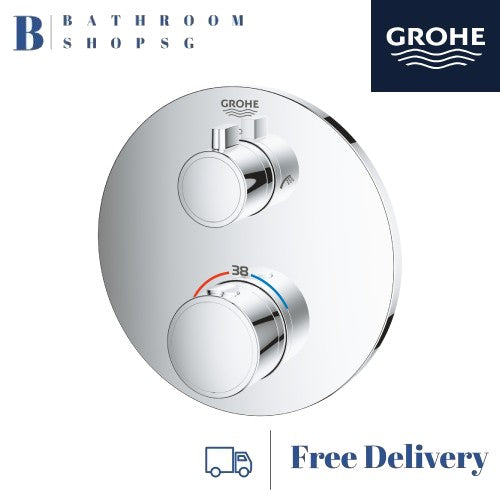 GROHE 24077000 Grohtherm Thermostatic bath tub mixer for 2 outlet | Bathroom Conceal Thermostat Round