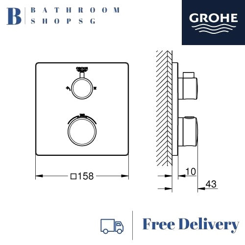 GROHE Grohtherm 2 Handle Thermostatic Shower Mixer Trimset | Grohe Conceal Mixer 24079000