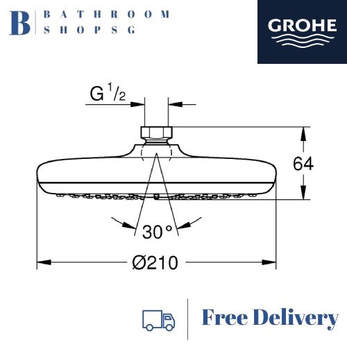 Grohe NTempesta 210 Rain Shower Head 26410000 | Ceiling Shower Plate