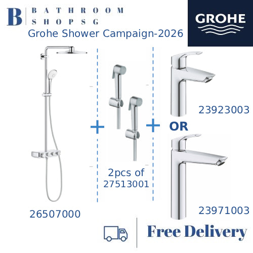 [Shower Campaign-2026]Grohe Euphoria SmartControl 310 Rainshower system thermostatic Mixer 26507000 with Free Gift