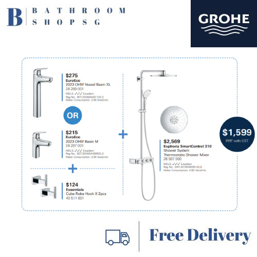 [March-April Promo]Grohe Euphoria SmartControl 310 Rain Shower system thermostatic Mixer 26507000