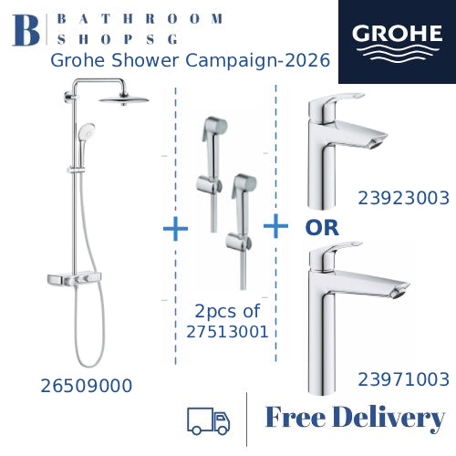 [Shower Campaign-2026]Grohe Euphoria Smartcontrol 260 Shower System Thermostatic Shower Mixer 26509000 Promo