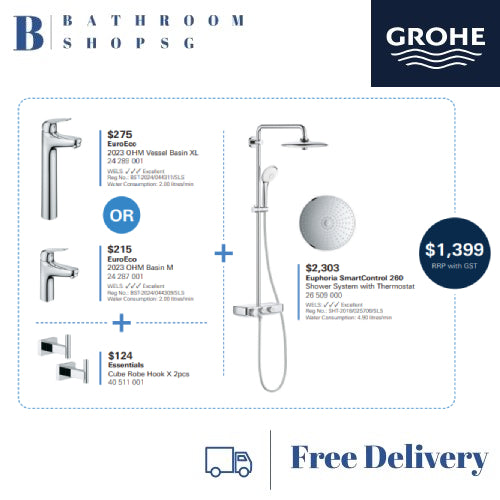 [March-April Promo]Grohe Euphoria Smartcontrol 260 Shower System Thermostatic Shower Mixer 26509000 Promo