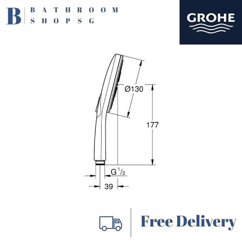 Grohe RSH Smartactive 130 Handshower 3 Sprays 26544LS0 | Grohe Moon White Hand Shower