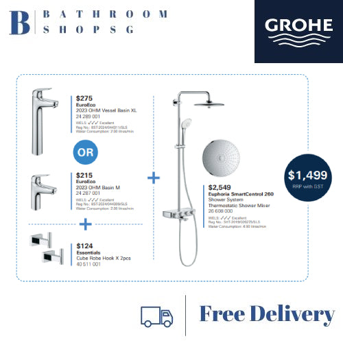 [March-April Promo]Grohe Euphoria Smartcontrol 260 Rainshower System Thermostatic Bath Mixer 26608000 Promo