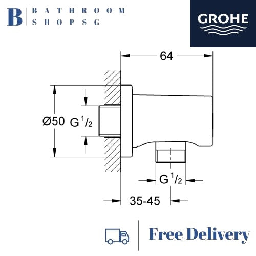 Grohe Rainshower Shower Outlet Elbow 1/2" | Grohe Wall Union Cool Sunrise 27057GL0