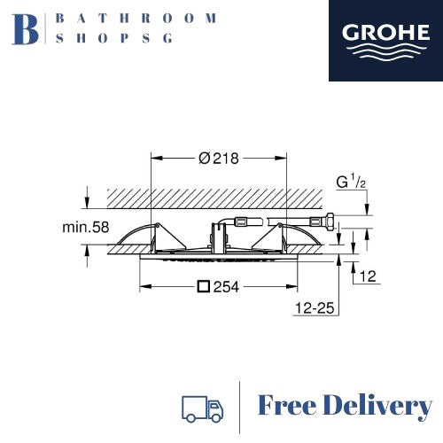 Grohe Rainshower F-Series 10 inches 254 x 254 Ceiling shower 1 spray | Grohe 27467000