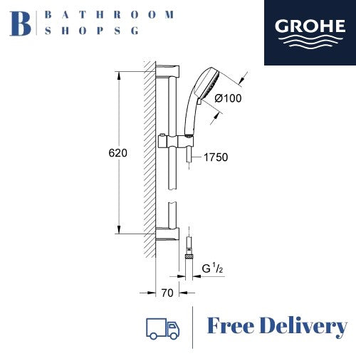 Grohe NTempesta Cosmopolitan 100 Shower Rail Set 600mm 27579002