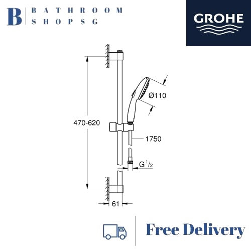 Grohe Tempesta 110 Shower Rail Set 600mm 3 Sprays 27794003