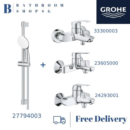 Grohe Tempesta 110 Shower Rail Set 27794003 with Grohe Bath Shower Mixers Bundle Set