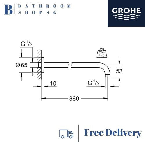 Grohe 28361000 Rainshower Shower arm Wall Mounted 380mm