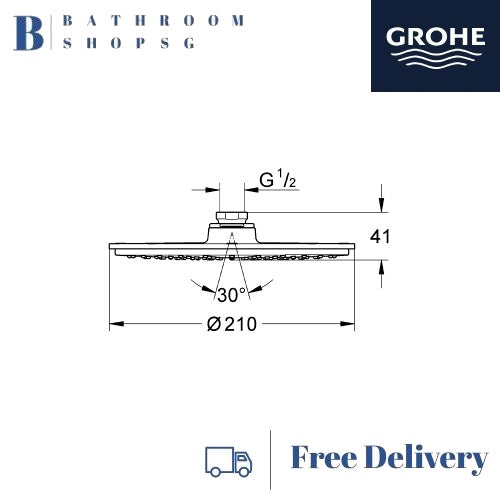 Grohe Rainshower Cosmopolitan 210 Head Shower 1 Spray 28368000 | Grohe Overhead Shower