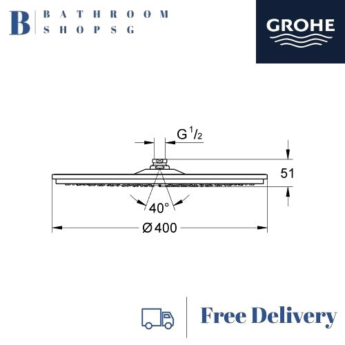 Grohe Rainshower Cosmopolitan 400 Head Shower 1 Spray 28778000 | Grohe Overhead Shower