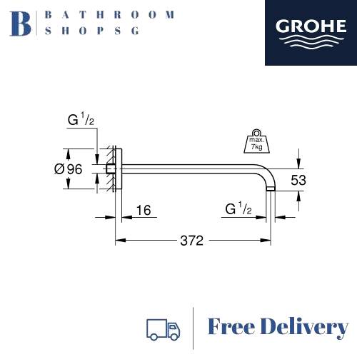 Grohe Rainshower Shower arm 28982000 Wall mount 378mm